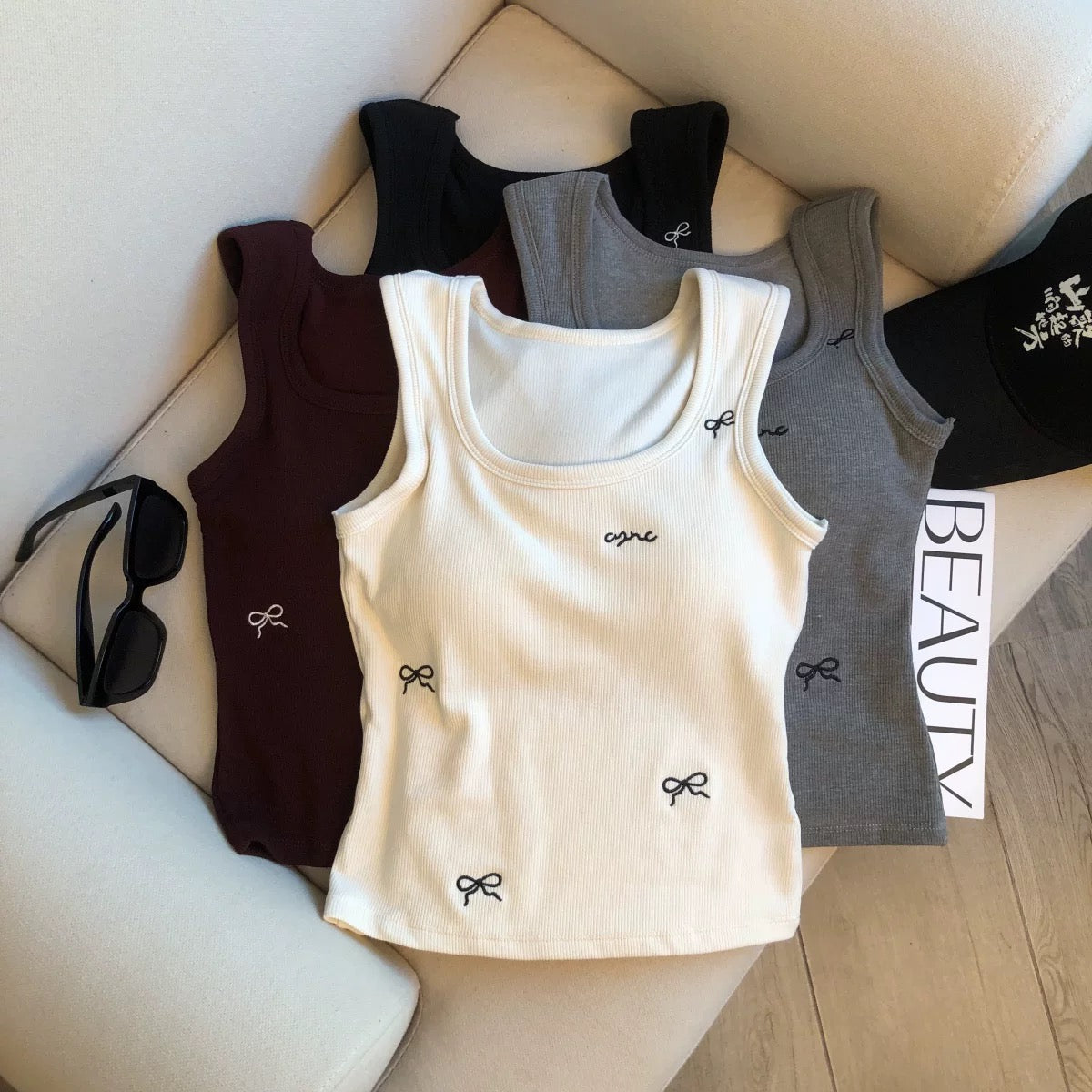 Tessa Ribbon Built-In Bra Tank Top